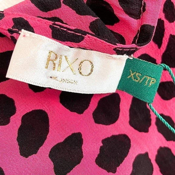RIXO Kyla Leopard Print Barbiecore Mini Dress XS - Picture 8 of 9